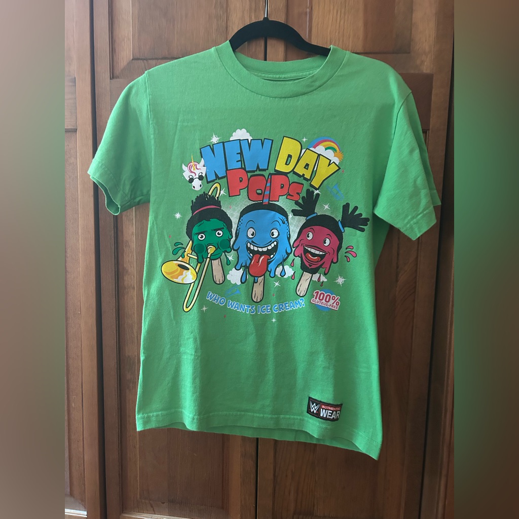 Wwe World Wrestling Entertainment Mens S Green Cotton The New Day Pops TShirt